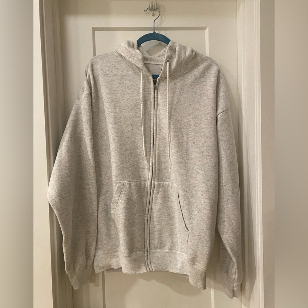 Hanes Men's Zip-Up Hoodie - Heather Light Gray